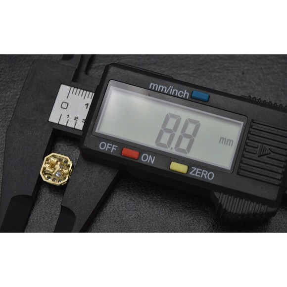 Real 10K Solid Yellow Gold 8.8mm Mens Micro CZ Asscher Cut Stud Earrings 2.0gr - Picture 3 of 6